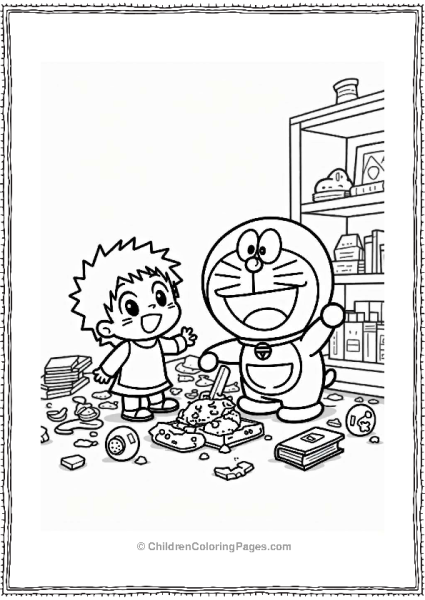 Doraemon Helping Clean Up A Room Free PDF Printable