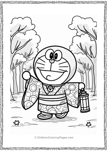 Doraemon In A Colorful Kimono Free PDF Printable