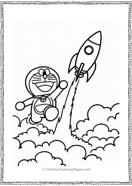 Doraemon Launching A Rocket Free PDF Printable