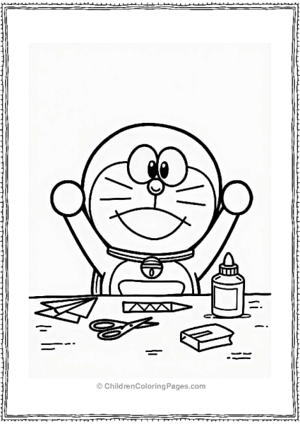 Doraemon Making A Paper Plane Free PDF Printable