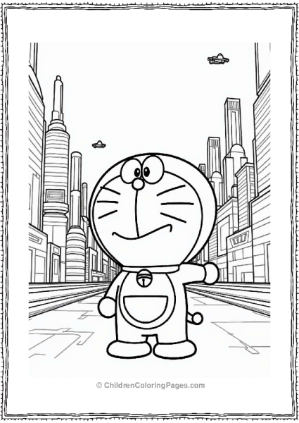 Doraemon Nobita In A Futuristic City Free PDF Printable