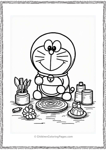 Doraemon Playing With Clay Free PDF Printable