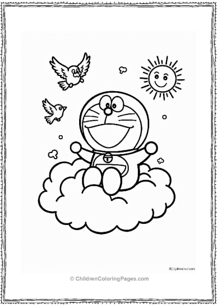 Doraemon Riding A Cloud Free PDF Printable