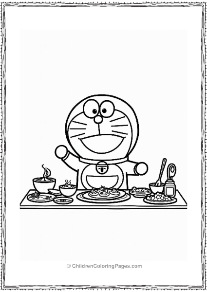 Doraemon Serving Dinner Free PDF Printable