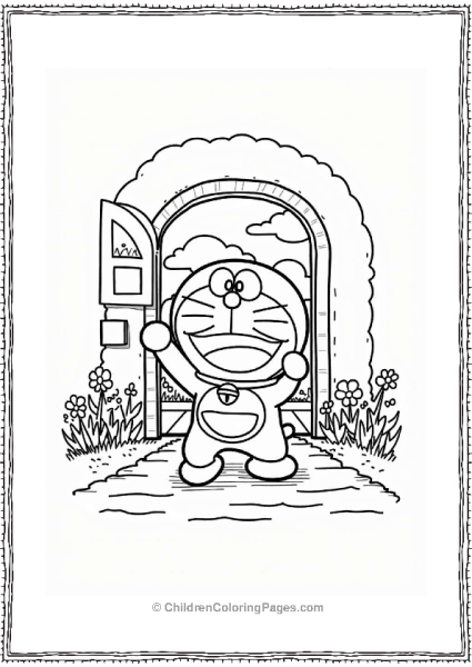 Doraemon Using The Anywhere Door Free PDF Printable