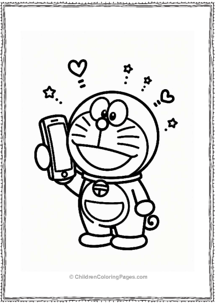 Doraemon With A Futuristic Phone Free PDF Printable