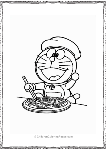 Doraemon With A Pizza Maker Free PDF Printable