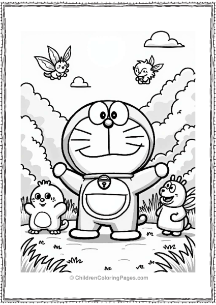 Doraemon With Magical Creatures Free PDF Printable