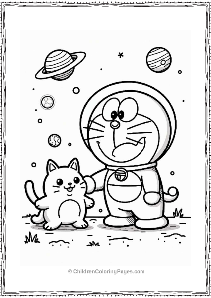 Doraemon With Space Animals Free PDF Printable