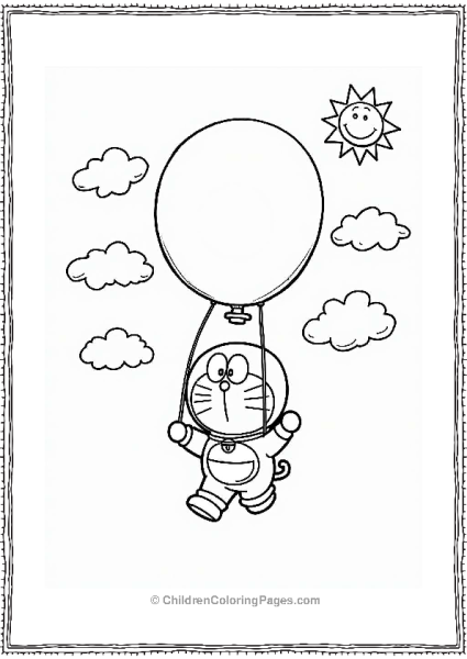 Dorami Floating With A Balloon Free PDF Printable