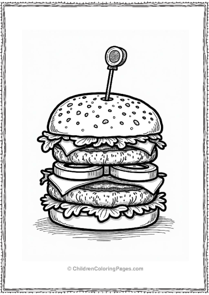 Double Decker Burger Coloring Page Free PDF Printable