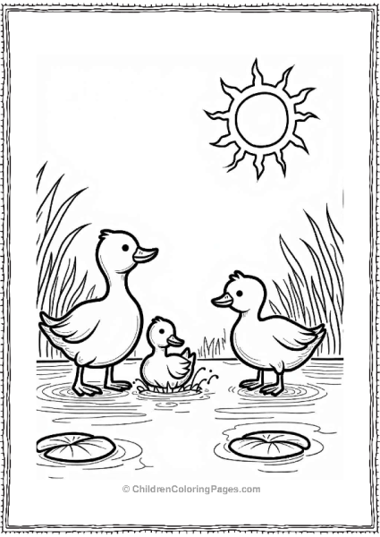 Ducks Enjoying A Sunny Day At The Pond Free PDF Printable