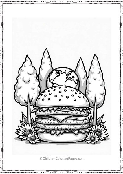 Earth Day Veggie Burger Illustration Free PDF Printable