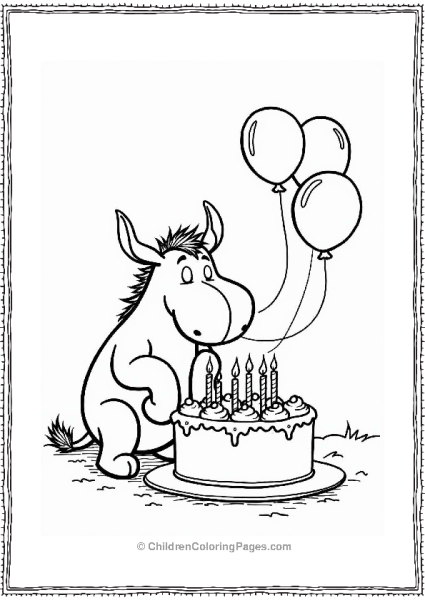 Eeyore Blowing Out Birthday Candles Free PDF Printable