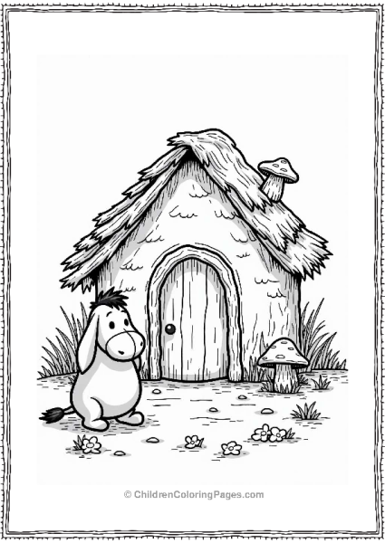 Eeyore In Front Of His Cozy House Free PDF Printable