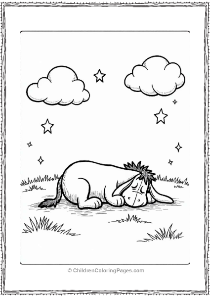 Eeyore Lying In A Cloudy Field Free PDF Printable