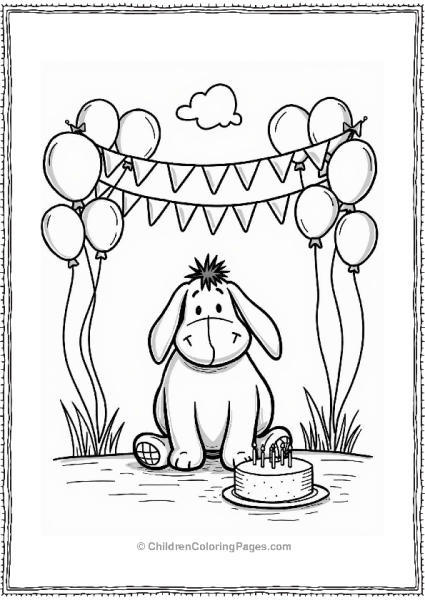 Eeyore Under A Birthday Banner Free PDF Printable