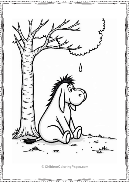 Eeyore Under A Tree With Raindrop Free PDF Printable