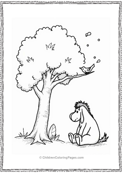 Eeyore Watching A Friendly Bird Free PDF Printable