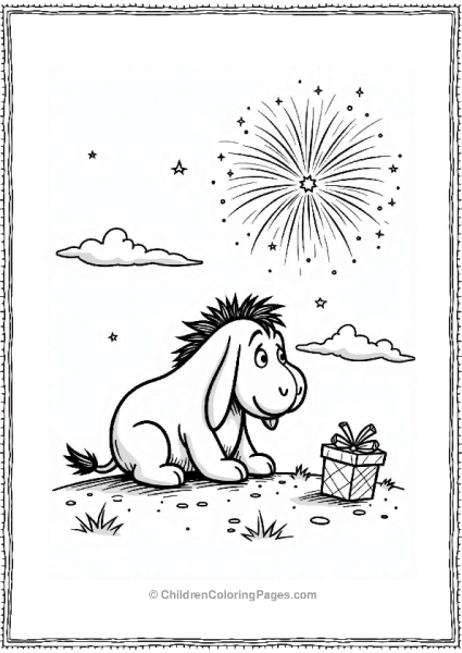 Eeyore Watching Fireworks Free PDF Printable