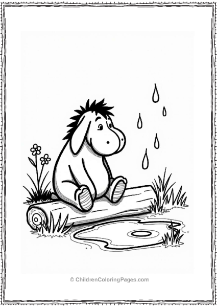 Eeyore Watching Raindrops Free PDF Printable