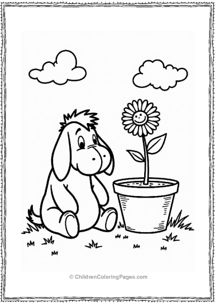 Eeyore With A Flower Pot Free PDF Printable