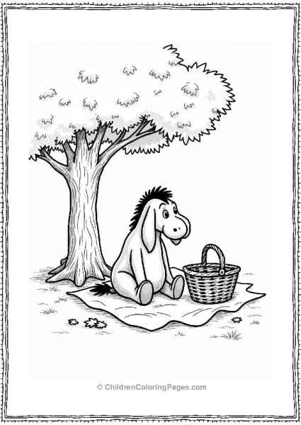 Eeyore With A Picnic Basket Under A Tree Free PDF Printable