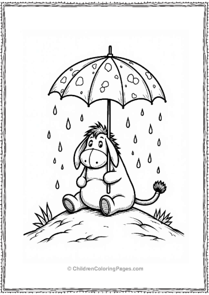 Eeyore With His Umbrella Free PDF Printable