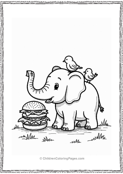 Elephant Lifting A Giant Burger Free PDF Printable