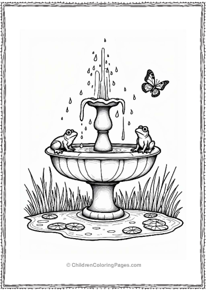 Enchanted Fountain In A Whimsical Garden Free PDF Printable