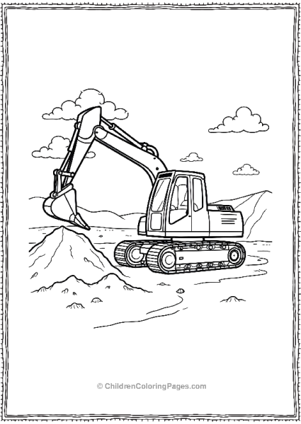 Excavator At A Construction Site Free PDF Printable