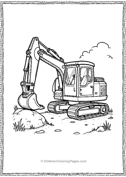 Excavator At A Garden Site Free PDF Printable