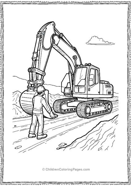 Excavator Being Guided Free PDF Printable