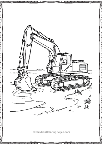 Excavator Clearing A Wet Land Area Free PDF Printable