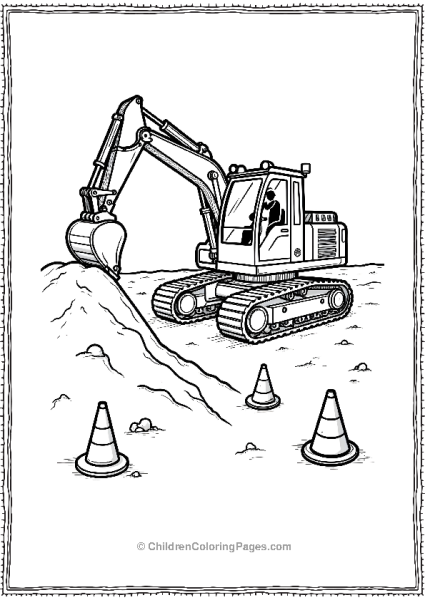 Excavator Digging At A Construction Site Free PDF Printable