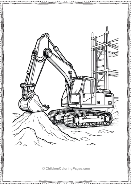 Excavator Digging In Construction Site Free PDF Printable