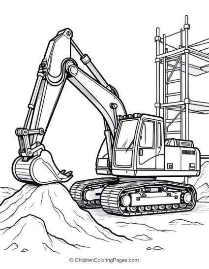 Excavator Digging In Construction Site Scaled A4 Free PDF Printable