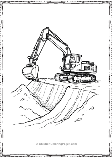 Excavator Digging In Deep Pit Free PDF Printable