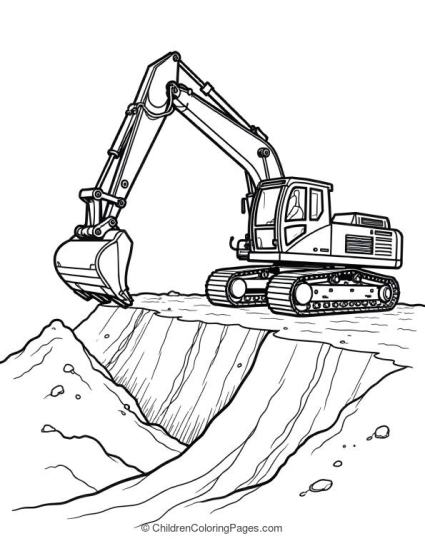 Excavator Digging In Deep Pit Scaled A4 Free PDF Printable