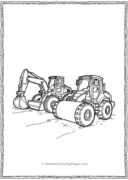 Excavator In Row Of Construction Vehicle Free PDF Printable