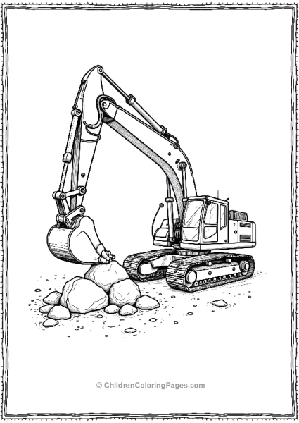 Excavator Lifting Heavy Rocks Free PDF Printable