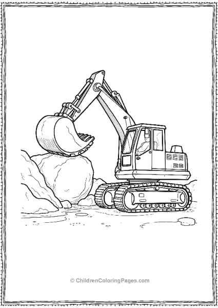 Excavator Lifting Large Boulder Free PDF Printable