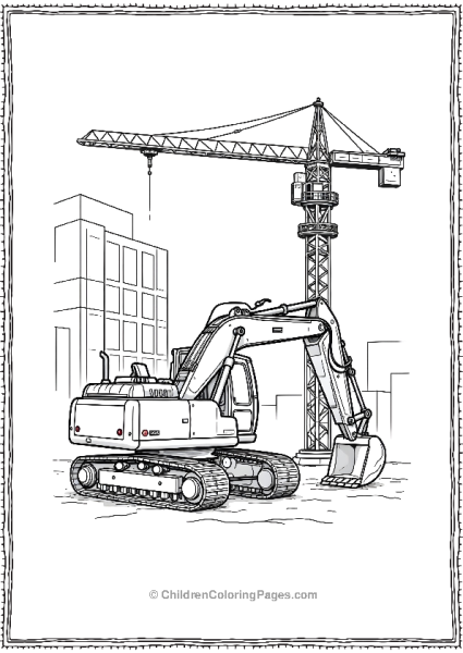 Excavator Next To A Tow Crane Free PDF Printable