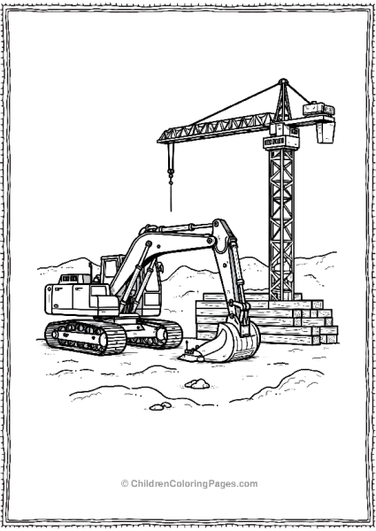 Excavator On A Site Free PDF Printable