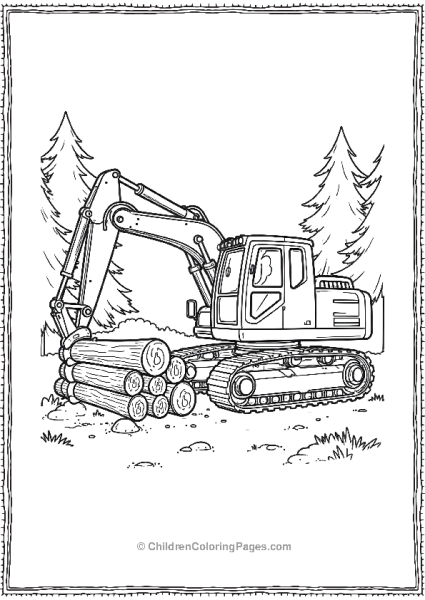 Excavator Stacking Logs Free PDF Printable