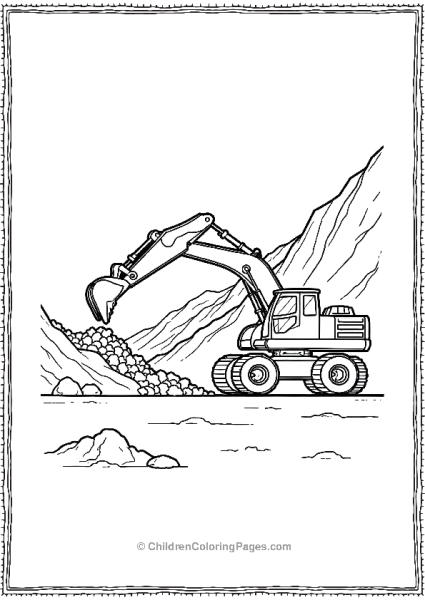 Excavator Unloading Rocks Free PDF Printable