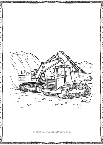 Excavator With A Loader Tractor Free PDF Printable