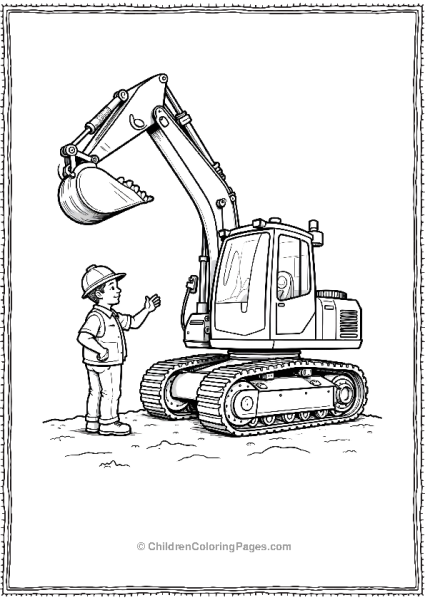 Excavator With Bucket Raised Free PDF Printable