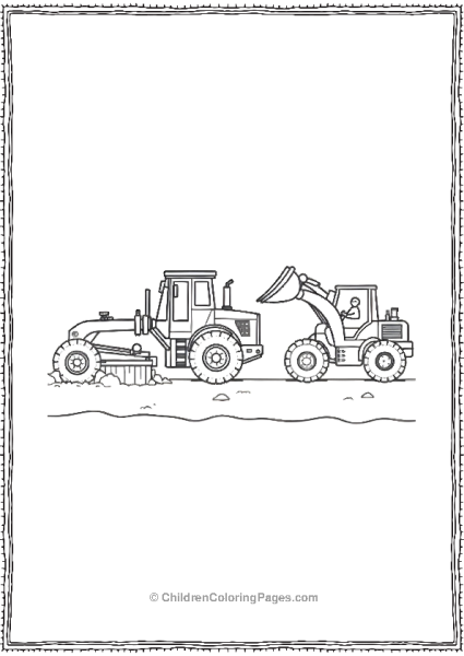 Excavator With Grader Scooting Road Free PDF Printable