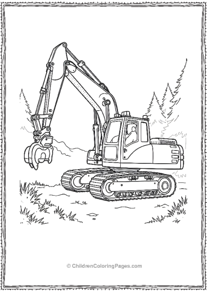 Excavator With Grapple Free PDF Printable